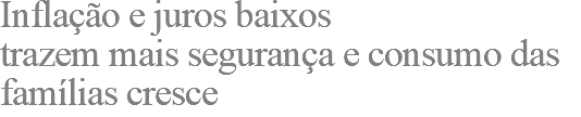 Inflação e juros baixos trazem mais segurança e consumo das famílias cresce